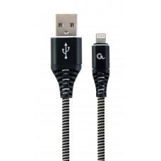 Кабель USB - Lightning 2 м Cablexpert Black, 2.1А, премиум (CC-USB2B-AMLM-2M-BW)