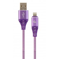 Кабель USB - Lightning 2 м Cablexpert Purple, 2.1А, преміум (CC-USB2B-AMLM-2M-PW)