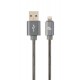 Кабель USB - Lightning 2 м Cablexpert Grey, 2.1А, преміум (CC-USB2S-AMLM-2M-BG)
