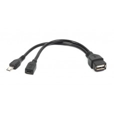 Кабель USB - micro USB 0.15 м Cablexpert Black, AM + Micro BM + Micro AM (A-OTG-AFBM-04)