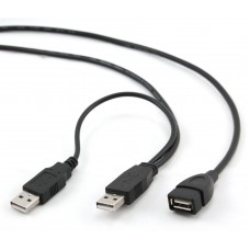 Кабель-удлинитель USB 2.0 (AM) - USB 2.0 (AF) + питание, Black, 1.8 м, Cablexpert (CCP-USB22-AMAF-6)