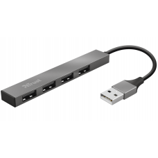 Концентратор USB 2.0 Trust Halyx, Gray, 4 порти USB 2.0, алюмінієвий корпус (23786)