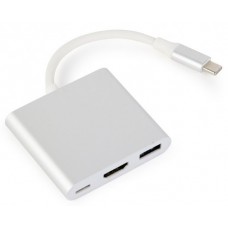 Адаптер USB 3.1 Type-C (M) - HDMI (F), Cablexpert, Silver, 10 см, 4K (A-CM-HDMIF-02-SV)