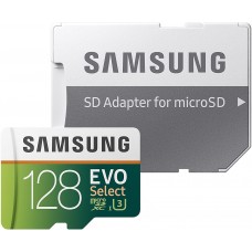 Карта пам'яті microSDXC, 128Gb, Class10 UHS-I U3, Samsung EVO Select, SD адаптер (MB-ME128HA/EU)