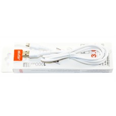 Кабель USB <-> Lightning, Aspor, White, 1м, 2.1A (A101)