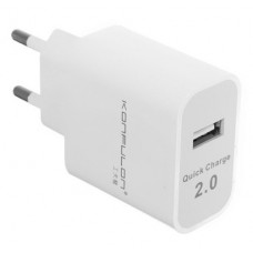 Сетевое зарядное устройство Konfulon, 1 USB, 5V/2.1A, QC3.0, White (C27)