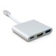 Адаптер USB 3.1 Type-C (M) - HDMI (F) + Type C + USB 3.0, Extradigit, White, 15 см (KBH1691)
