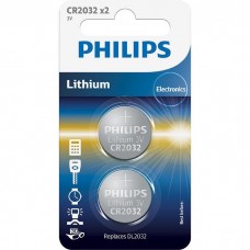 Батарейка CR2032, літієва, Philips, 2 шт, 3V, Blister (CR2032P2/01B)