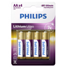 Батарейка AA (FR6), лужна, Philips Lithium Ultra, 4 шт, 1.5V, Blister (FR6LB4A/10)