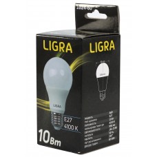 Лампа светодиодная E27, 10W, 4100K, A60, Ligra, 900 lm, 220V (LG-60-1024)