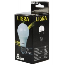 Лампа світлодіодна E27, 8W, 4100K, A60, Ligra, 720 lm, 220V (LG-60-0824)