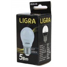 Лампа светодиодная E27, 5W, 4100K, G45, Ligra, 450 lm, 220V (LG-45-0524)