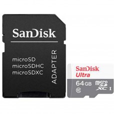 Карта памяти microSDXC, 64Gb, Class10 UHS-I, SanDisk Ultra Light, SD адаптер (SDSQUNR-064G-GN3MA)