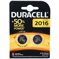 Батарейка CR2016, литиевая, Duracell, 2 шт, Blister (DL2016)