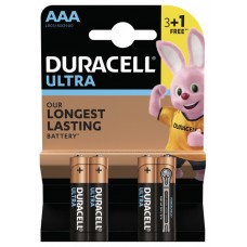 Батарейка AAA (LR03), щелочная, Duracell Ultra, 4 шт, 1.5V