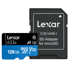 Карта пам'яті microSDXC, 128Gb, Class 10 UHS-I U3 V30 A1, Lexar 633x, SD адаптер (LSDMI128BB633A)