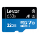 Карта пам'яті microSDHC, 32Gb, Class 10 UHS-I U3 V10 A1, Lexar 633x, SD адаптер (LSDMI32GBB633A)