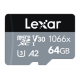 Карта памяти microSDXC, 64Gb, Class 10 UHS-I U3 V30 A2, Lexar 1066x, SD адаптер (LMS1066064G-BNAAG)