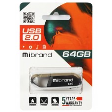 USB Flash Drive 64Gb Mibrand Aligator Black (MI2.0/AL64U7B)