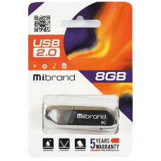 USB Flash Drive 8Gb Mibrand Aligator Black (MI2.0/AL8U7B)