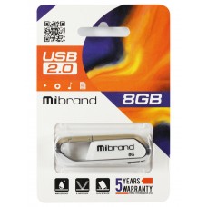 USB Flash Drive 8Gb Mibrand Aligator, White (MI2.0/AL8U7W)