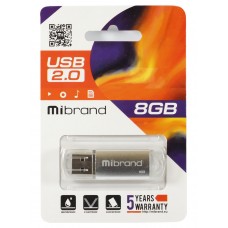 USB Flash Drive 8Gb Mibrand Cougar Silver (MI2.0/CU8P1S)