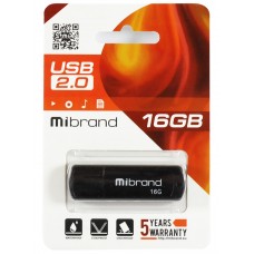 USB Flash Drive 16Gb Mibrand Grizzly Black (MI2.0/GR16P3B)