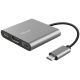 Адаптер USB 3.1 Type-C (M) - HDMI (F) / USB 3.0 / USB Type-C, Trust Dalyx, Gray, 20 см (23772)