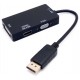 Адаптер DisplayPort (M) - HDMI (F) / VGA (F) / DVI (F), Extradigital, Black, 20 см (KBV1734)