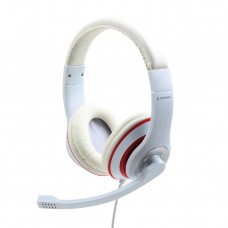 Навушники Gembird MHS-03, White/Red, 3.5 мм (4-pin), мікрофон (MHS-03-WTRD)