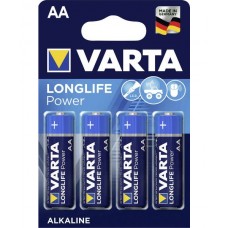 Батарейка AA (R6), солевая, Varta Longlife Power, 4 шт, 1.5V, Blister (4906121414)
