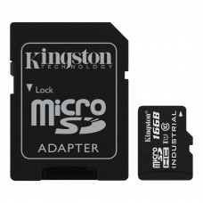 Карта пам'яті microSDHC, 16Gb, Class10 UHS-I, Kingston Industrial, SD адаптер (SDCIT/16GB)