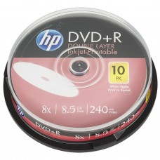 Диск DVD+R 10 HP, 8.5Gb (Double Layer), 8x, Printable, Cake Box (DRE00060WIP-3)