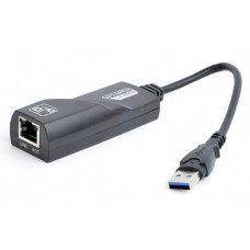 Мережевий адаптер USB 3.0 - Ethernet, 10/1000 Мбит/с, Black, Gembird (NIC-U3-02)