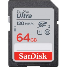 Карта памяти SDXC, 64Gb, Class10 UHS-I U1, SanDisk Ultra, 120 / 40 MB/s (SDSDUN4-064G-GN6IN)