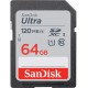 Карта памяти SDXC, 64Gb, Class10 UHS-I U1, SanDisk Ultra, 120 / 40 MB/s (SDSDUN4-064G-GN6IN)