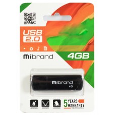 USB Flash Drive 4Gb Mibrand Grizzly, Black (MI2.0/GR4P3B)