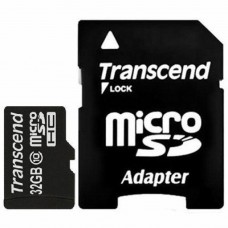 Карта пам'яті microSDHC, 32Gb, Class10, Transcend, SD адаптер (TS32GUSDHC10)
