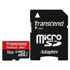 Карта памяти microSDHC, 16Gb, Class10 UHS-I U1, Transcend, SD адаптер (TS16GUSDU1)