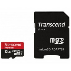 Карта памяти microSDHC, 32Gb, Class10 UHS-1, Transcend, SD адаптер (TS32GUSDU1)