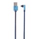 Кабель USB - micro USB 1 м Cablexpert Blue, кутовий, преміум, 2.1А (CC-USB2J-AMmBML-1M-BL)