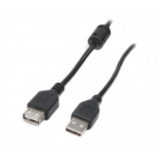 Кабель-подовжувач USB 2.0 (AM) - USB 2.0 (AF), Black, 3 м, Maxxter, феритовий фільтр (UF-AMAF-10)
