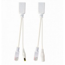 PoE адаптер пасивний (пара) Cablexpert UTP PoE адаптерний кабель, 0.15 м, PP12-POE-0.15M-W