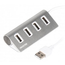 Концентратор USB 2.0 Maxxter HU2A-4P-01 USB 2.0, 4 порта, металл, серебристый