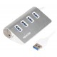 Концентратор USB 3.0 Maxxter HU3A-4P-01 USB 3.0, 4 порти, метал, сріблястий