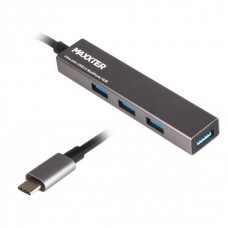 Концентратор Type-С Maxxter HU3C-4P-02 USB 3.0, 4 порта, металл, темно-серый