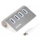 Концентратор Type-C Maxxter HU3С-4P-01 USB 3.0, 4 порти, метал, сріблястий