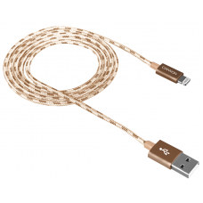Кабель USB <-> Lightning, Canyon CFI-3, Gold, 1 м, в нейлоновой оплетке (CNE-CFI3GO)