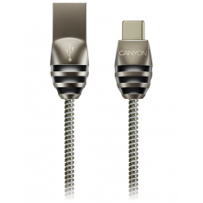 Кабель USB - USB Type-C 1 м Canyon UC-5, Gray/Black, 2A, металевий корпус (CNS-USBC5DG)