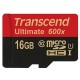 Карта памяти microSDHC, 16Gb, Class10, Transcend Ultimate X600, SD адаптер (TS16GUSDHC10U1)